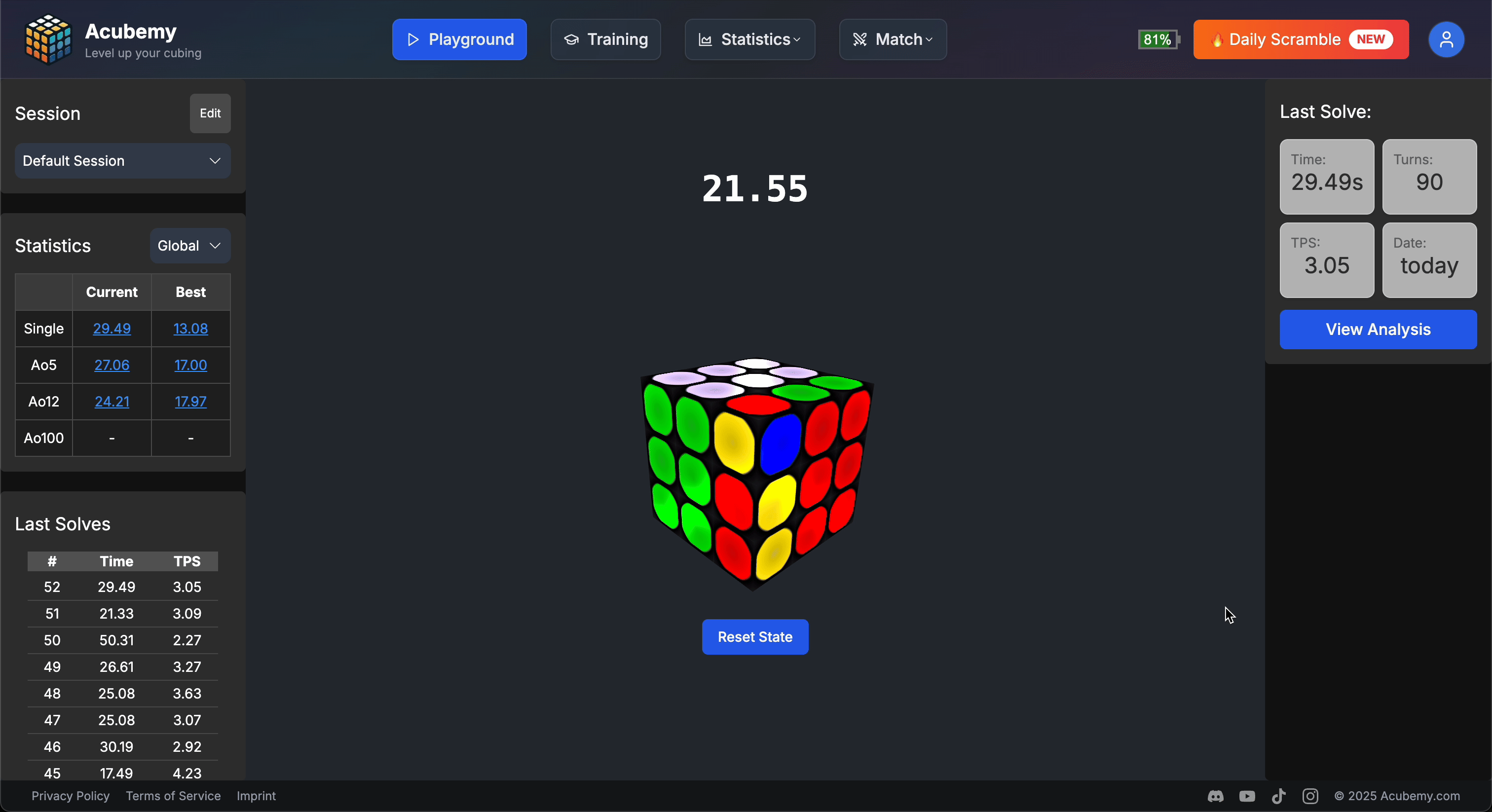 Acubemy training dashboard showing turn every solve into a lesson