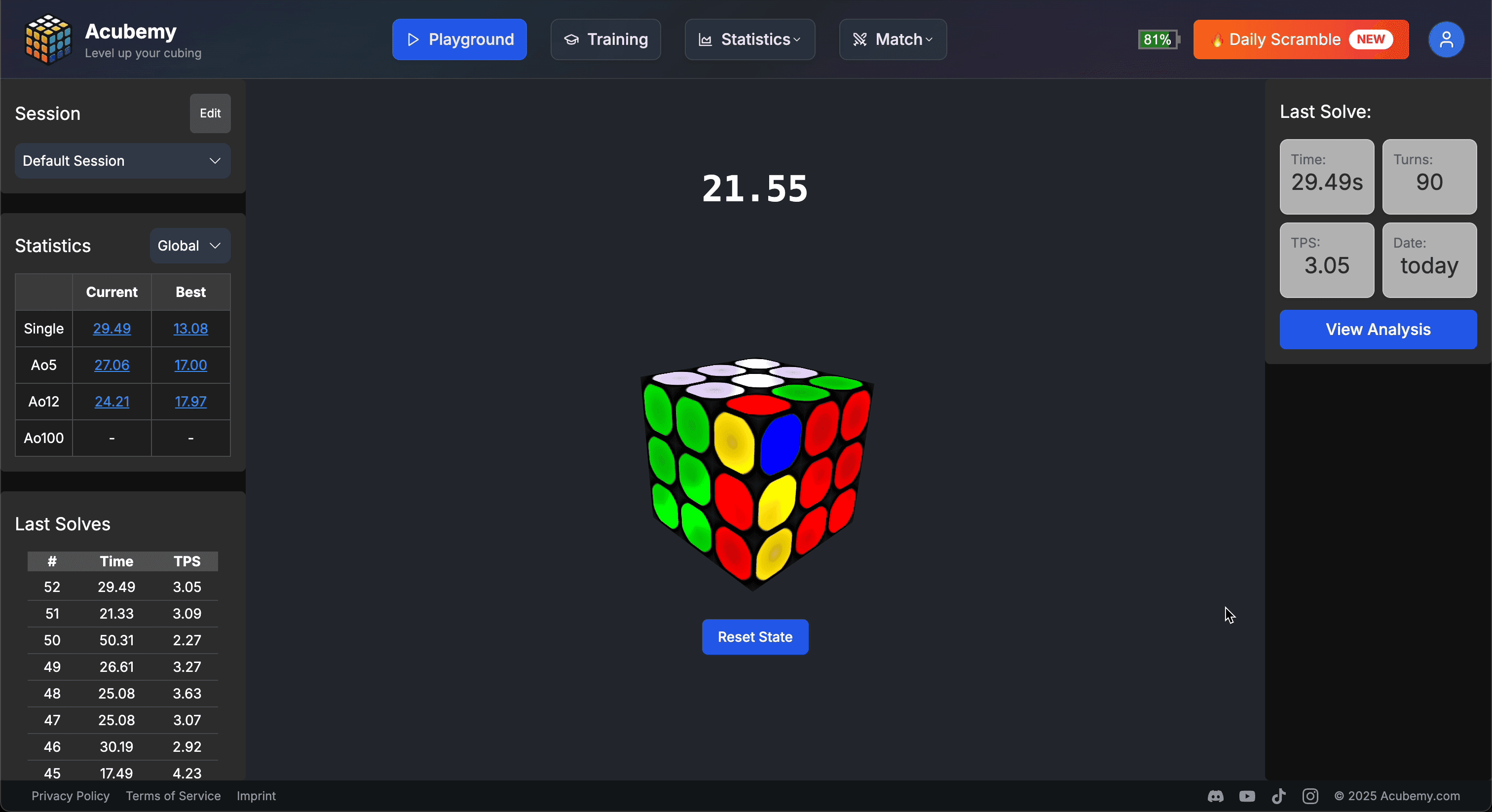 acubemy training dashboard showing turn every solve into a lesson